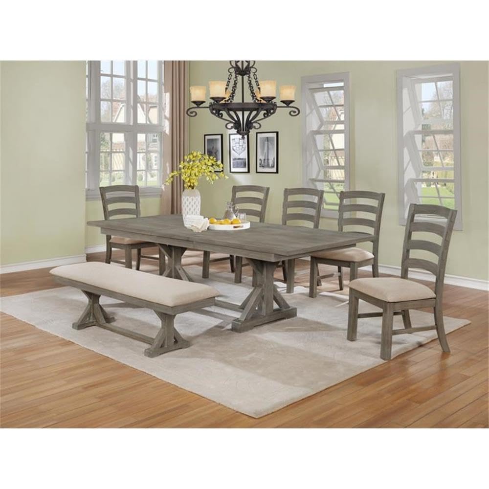 Premium Solid Wood Dining Bench - Single Seat, Beige Upholstery | Comfortable & Durable for Kitchen, Dining Room, Breakfast Nook & Entryway Seating