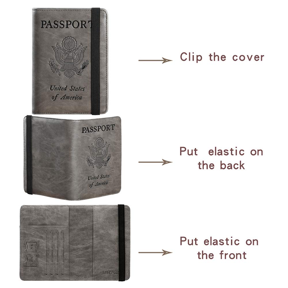 RFID Blocking Leather Passport Holder & Travel Wallet - Secure Card Case for Women & Men (Coffee Grey) | Perfect for International Travel, Business Trips & Daily Use