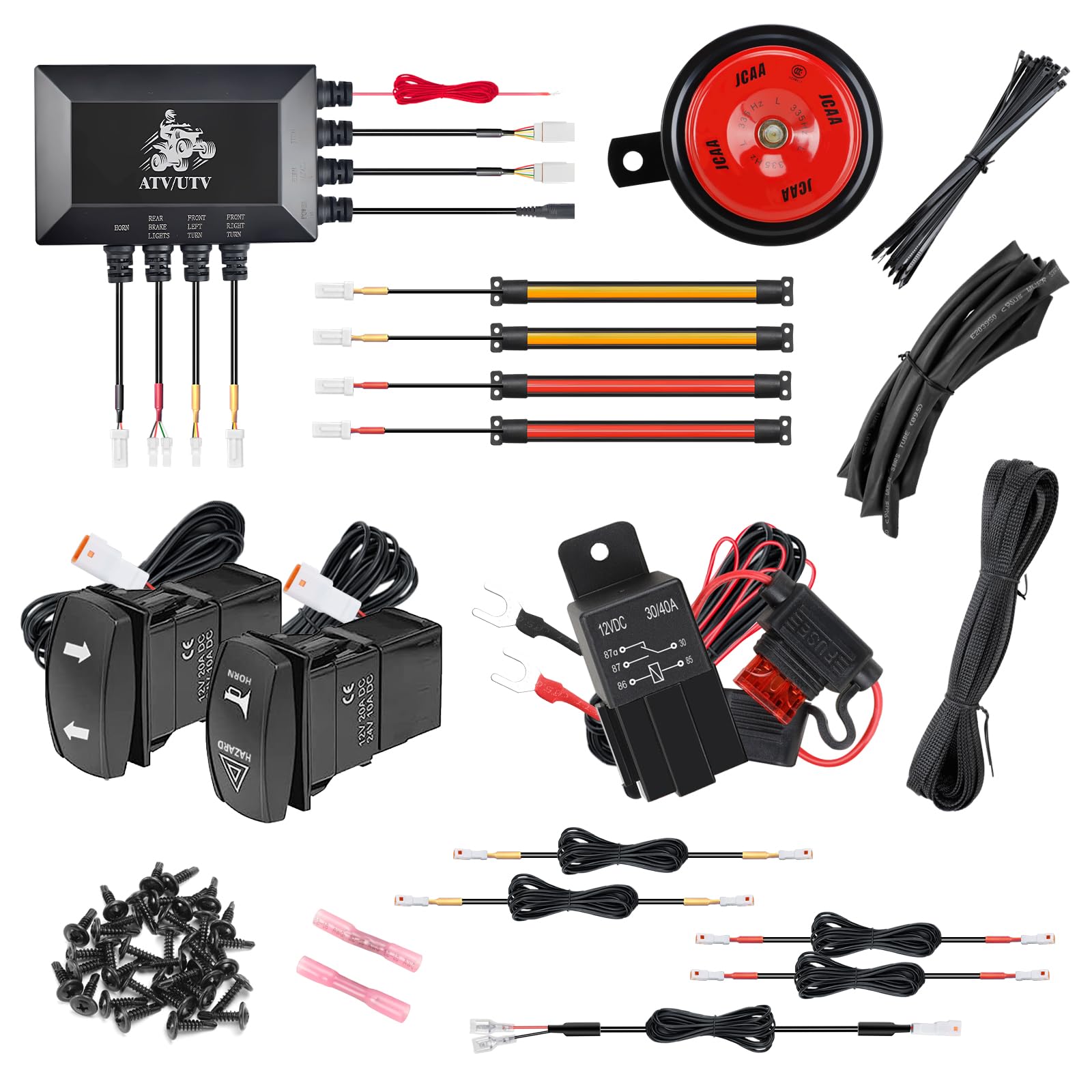 Roykaw UTV Turn Signal Kit with Column Switch & 110dB Horn - COB Light Bar Upgrade | Compatible with Polaris, Can-Am, Kawasaki, Arctic Cat | Off-Road Safety Lighting for Trail Riding & Night Adventures
