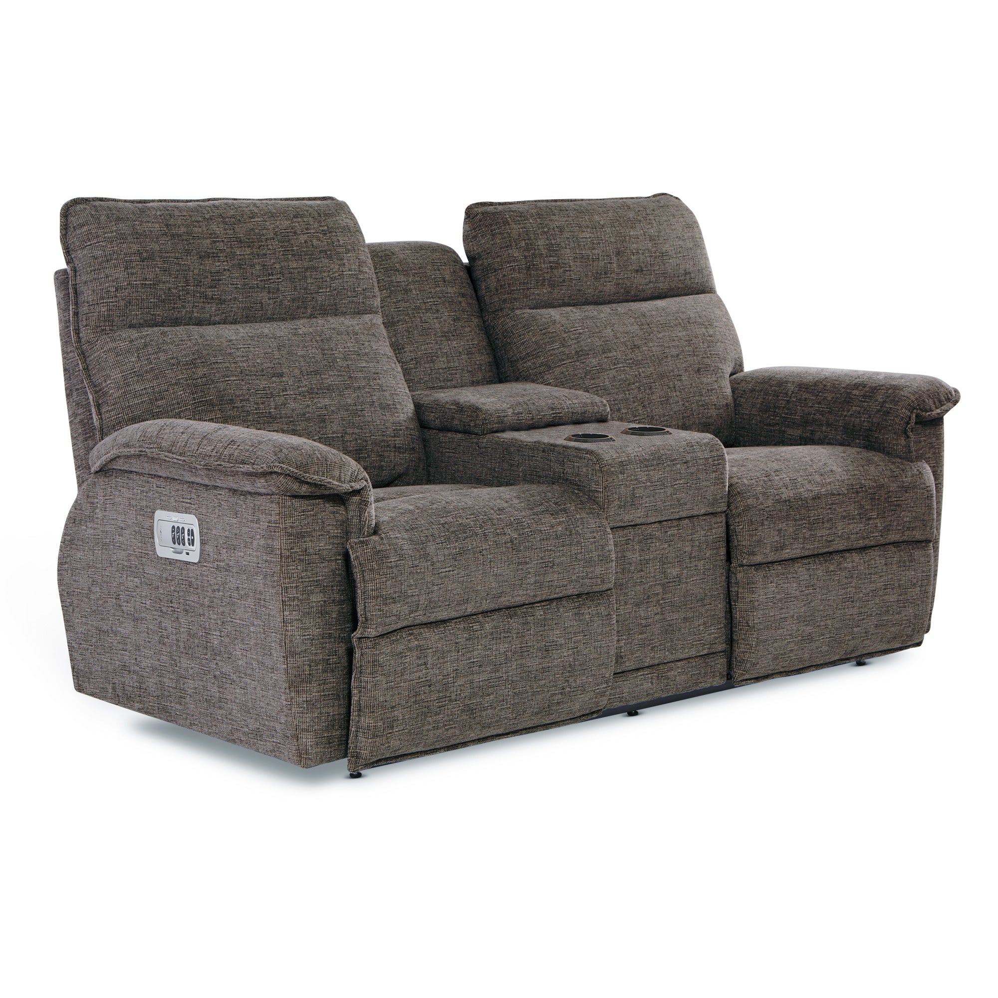 Jay Tri Power Reclining Loveseat with Console - Modern Recliner Sofa for Living Room, Home Theater, and Family Room - USB Charging & Cup Holders - Comfortable Fabric Upholstery