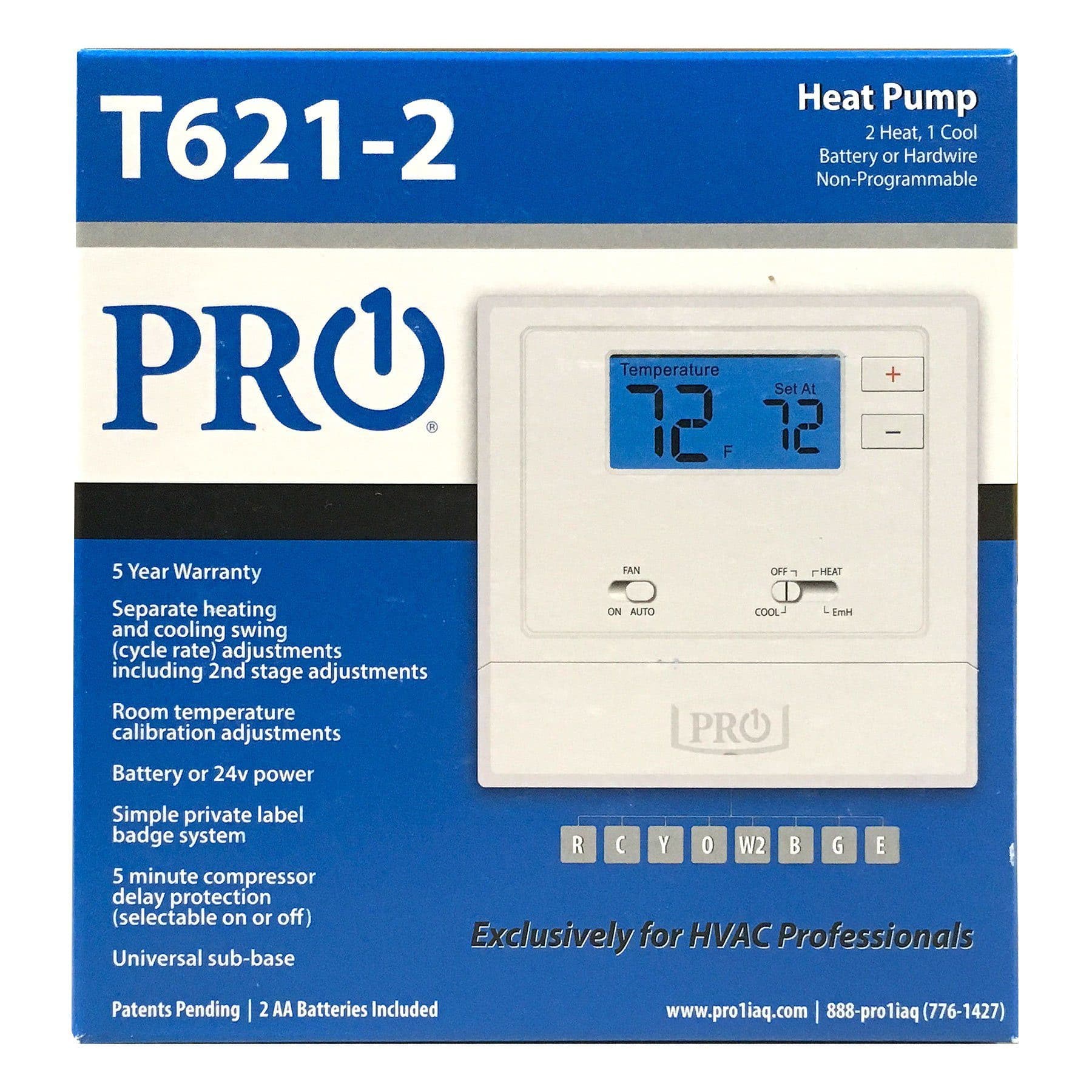 T600 PF T621 Non-Programmable Thermostat - 2H/1C Heat Pump Compatible with 2 Sq.In Display | Perfect for Home HVAC Temperature Control & Energy Savings