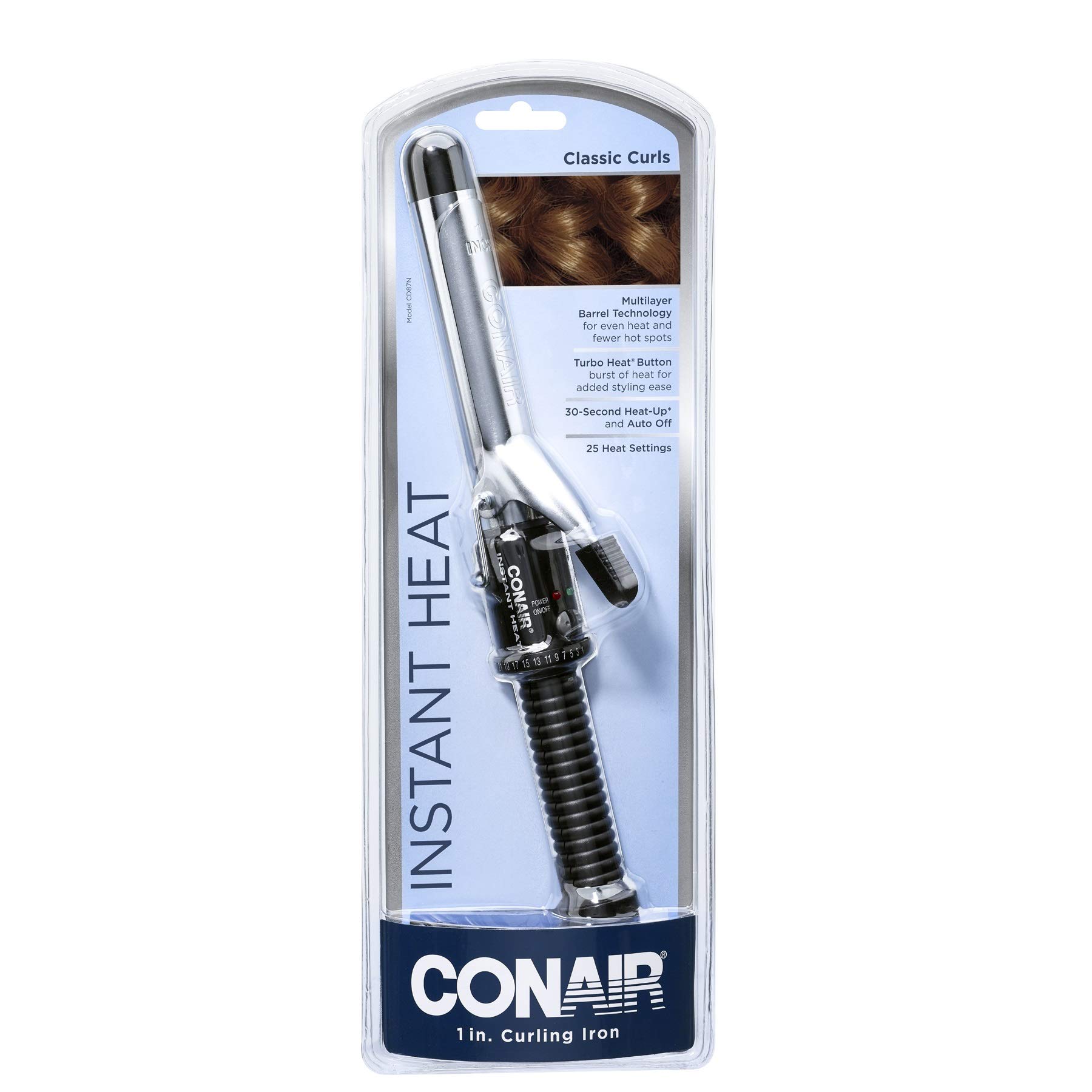 Conair Instant Heat 1-Inch Curling Iron with Fast Heating - Professional Hair Curler for Beach Waves & Loose Curls - Perfect for Home Styling, Weddings & Special Events