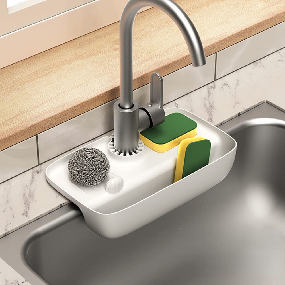 Non-Slip Silicone Faucet Mat - Splash Guard & Drip Catcher Tray for Kitchen Sink, Universal Fit for Faucet Tubes, White - Perfect for Preventing Water Spills & Protecting Countertops