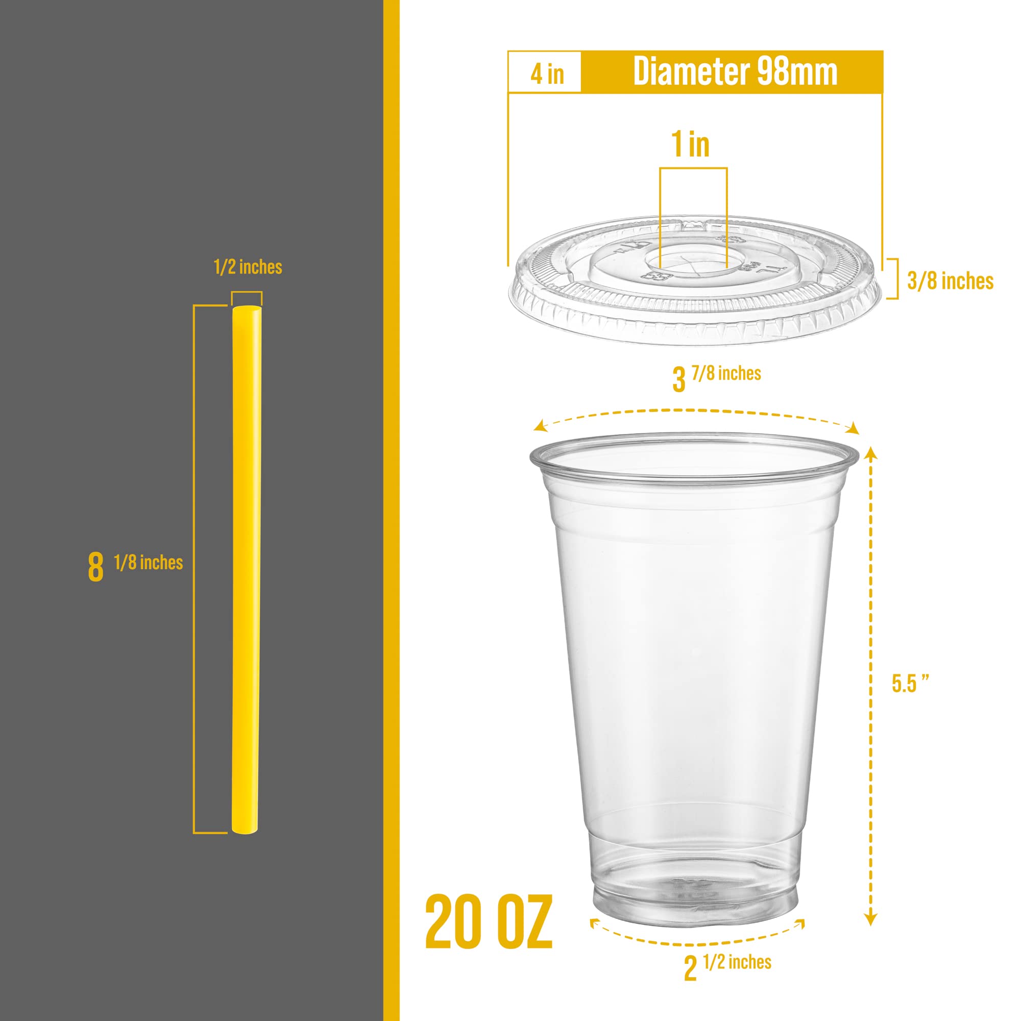 40 Sets - 16 Oz Clear PET Plastic Cups with Lids & Straws - Disposable Cold Drink Cups for Iced Coffee, Milkshakes, Smoothies, Slushies - Perfect for Parties, Cafes, Restaurants and Home Use