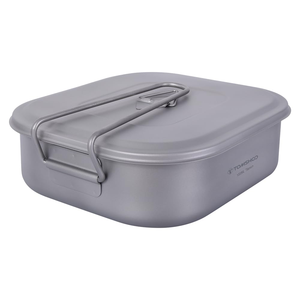 Premium Titanium Lunch Box - Lightweight & Durable Camping Bento Box with Foldable Handle & Secure Lid - Perfect for Outdoor Cooking, Camping, Hiking, Backpacking & Picnics - Ideal for Meal Prep, Office Lunch & Travel Food Storage
