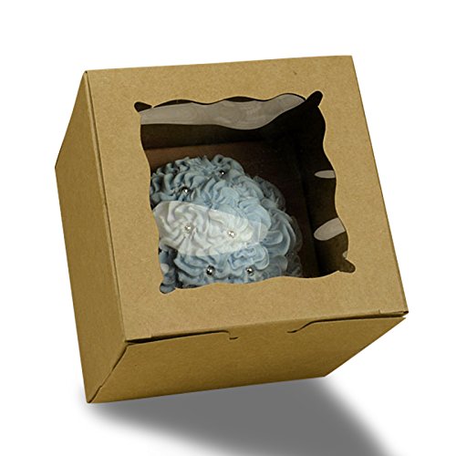 Eco-Friendly Kraft Cupcake Boxes - Pack of 25 | 4-Inch Wide | Perfect for Birthday Parties, Wedding Favors & Bakery Packaging