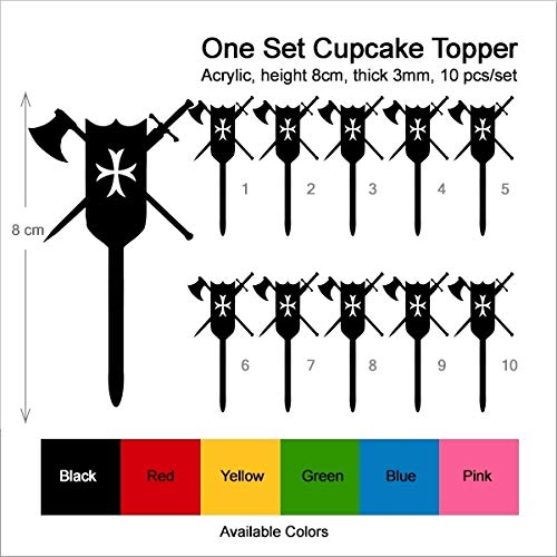 10pcs Acrylic Cupcake Toppers - Weapon Silhouette Design for Party, Wedding & Birthday Decorations | Perfect for Halloween, Military Themed Events & Cake Decorating