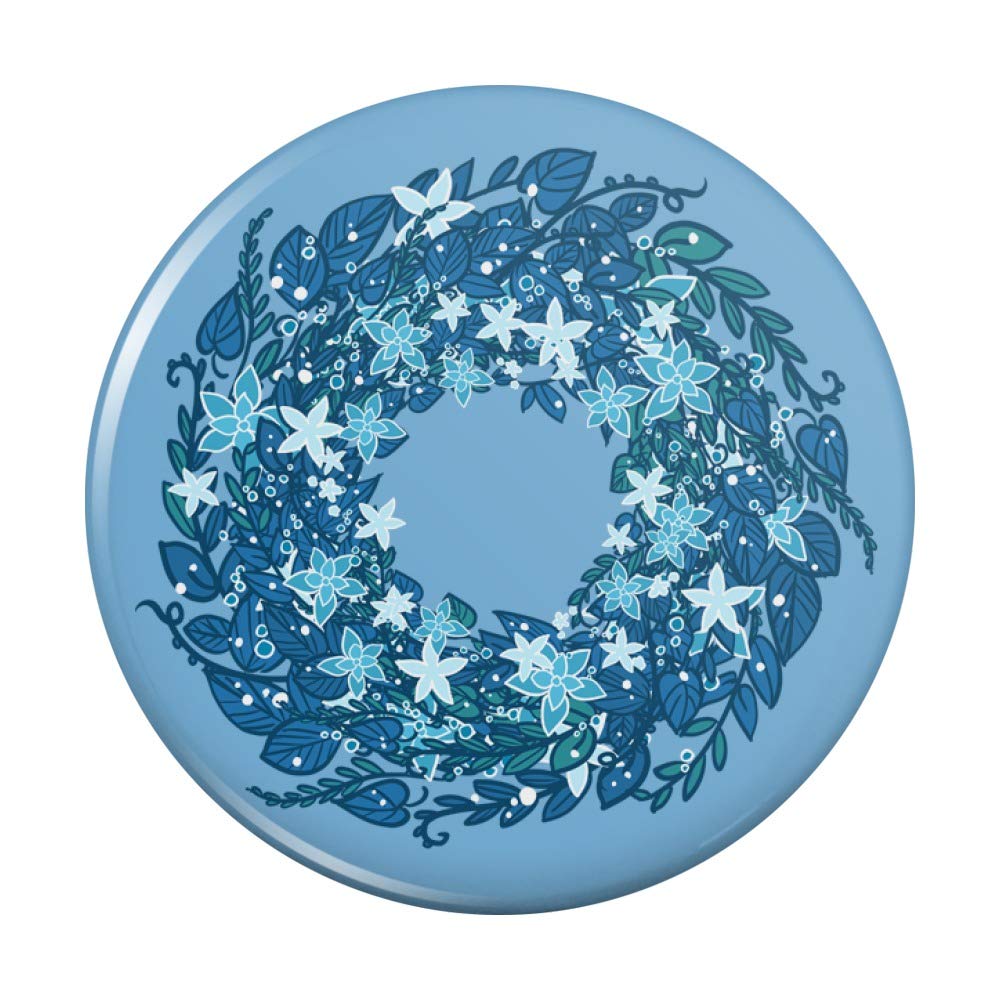 Blue Winter Wreath Flowers Magnetic Decor - Refrigerator, Locker & Metal Surface Decoration for Kitchen, Office, Dorm Room (Holiday Home Decor Gift Idea)