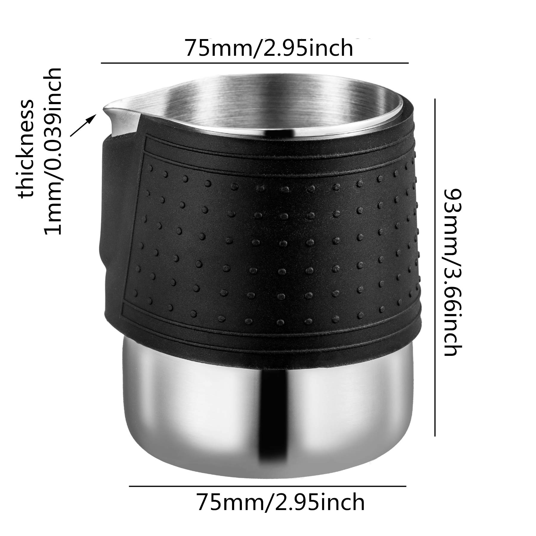 Premium 12oz (350ml) Stainless Steel Milk Frothing Pitcher for Latte Art - Barista-Grade Coffee Frother Jug with Heat-Resistant Silicone Grip for Perfect Cappuccino & Latte - Ideal for Home Baristas & Coffee Shops