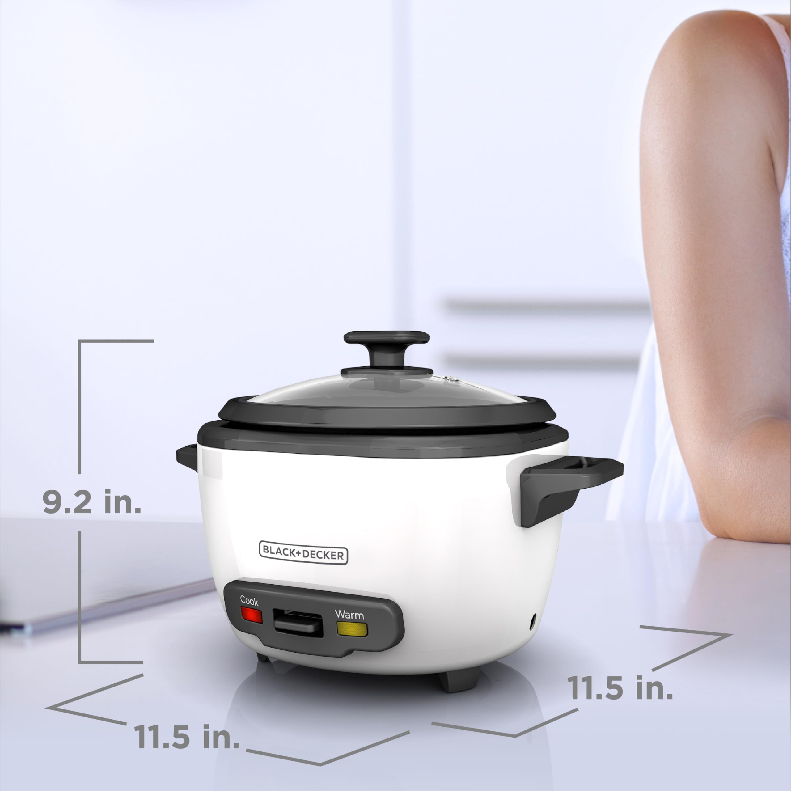 BLACK+DECKER 16-Cup (Cooked) / 8-Cup (Uncooked) Rice Cooker with Steaming Basket - Non-Stick Removable Bowl, One-Touch Operation & Keep Warm Function - Perfect for Family Dinners, Meal Prep & Asian Cuisine