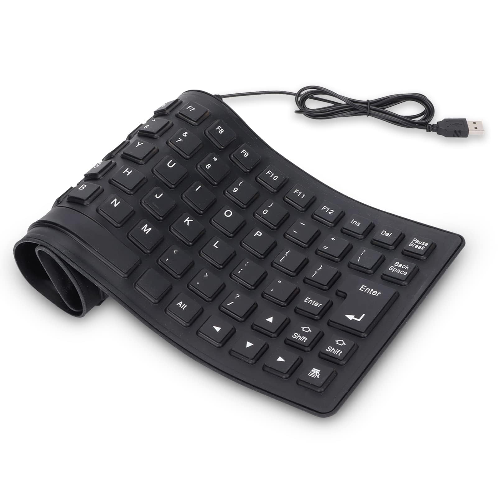 Foldable Silicone USB Keyboard 85 Keys - Waterproof, Silent & Portable Soft Keyboard for Laptop, PC, Mac - Perfect for Travel, Office & Home Use (Black)