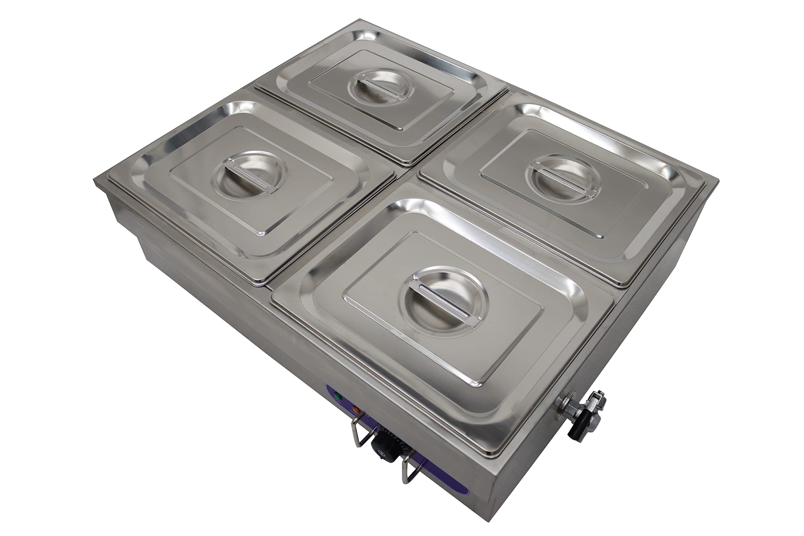 INTBUYING 4-Pan Commercial Countertop Food Warmer - 110V Bain Marie Buffet Steam Table for Restaurants, Catering & Buffet Service | Perfect for Keeping Food Warm at Events, Parties and Cafeterias