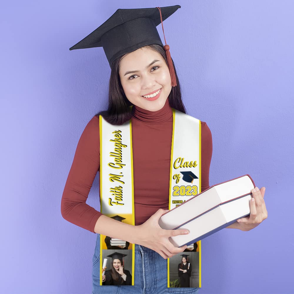 Custom Graduation Stoles for Class of 2025 - Personalized Graduation Gifts with American & Mexican Flags - Perfect for High School & College Commencement Ceremonies