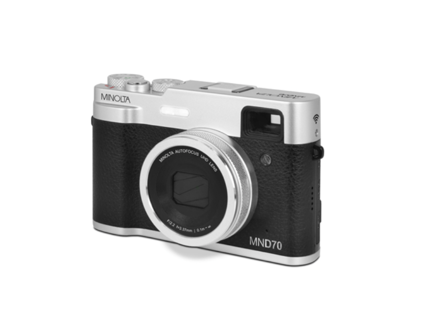 MINOLTA MND70 Retro 48MP Autofocus 5K Ultra HD Dual Lens WiFi Digital Camera (Silver/Black) - Perfect for Travel, Vlogging & Street Photography