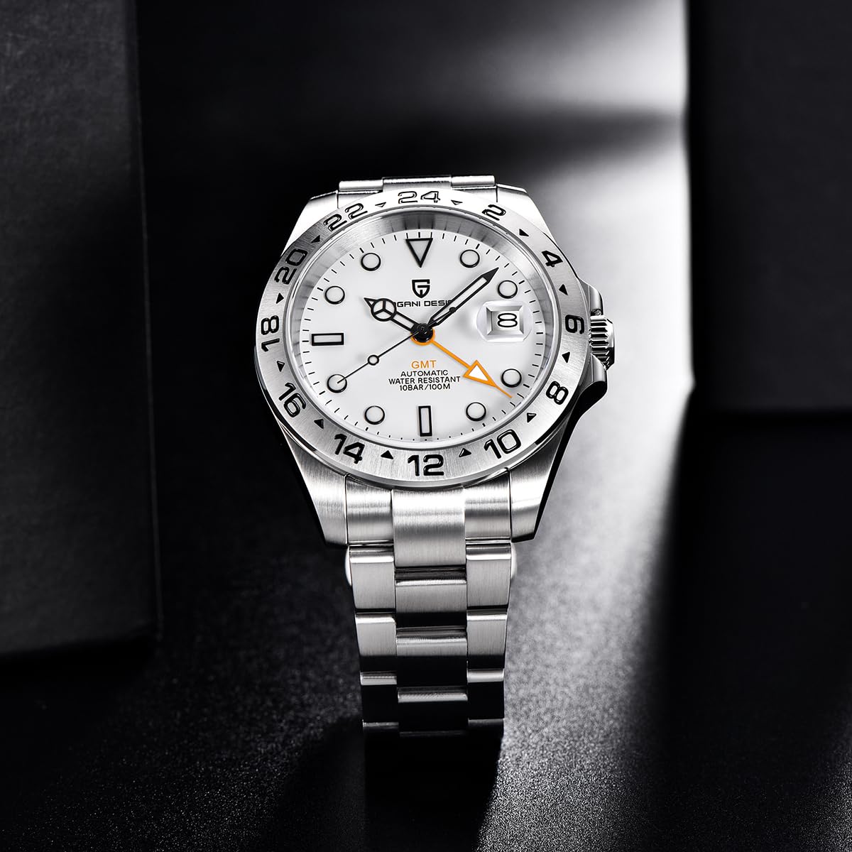 Pagani Design Men's Automatic GMT Watch - 42mm Stainless Steel Case, Sapphire Crystal, Waterproof & Luminous - Sport Wristwatch for Business, Travel & Outdoor Activities