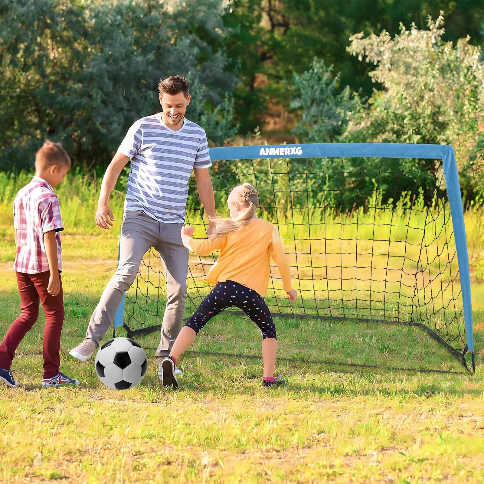 6x4FT Portable Kids Soccer Goal Set - 2 Pack with Ball Pump & Cones | Backyard Training Equipment for Youth Soccer Practice | Perfect Outdoor Sports Gift for Boys & Girls | Great for Birthday, Camping & Family Games