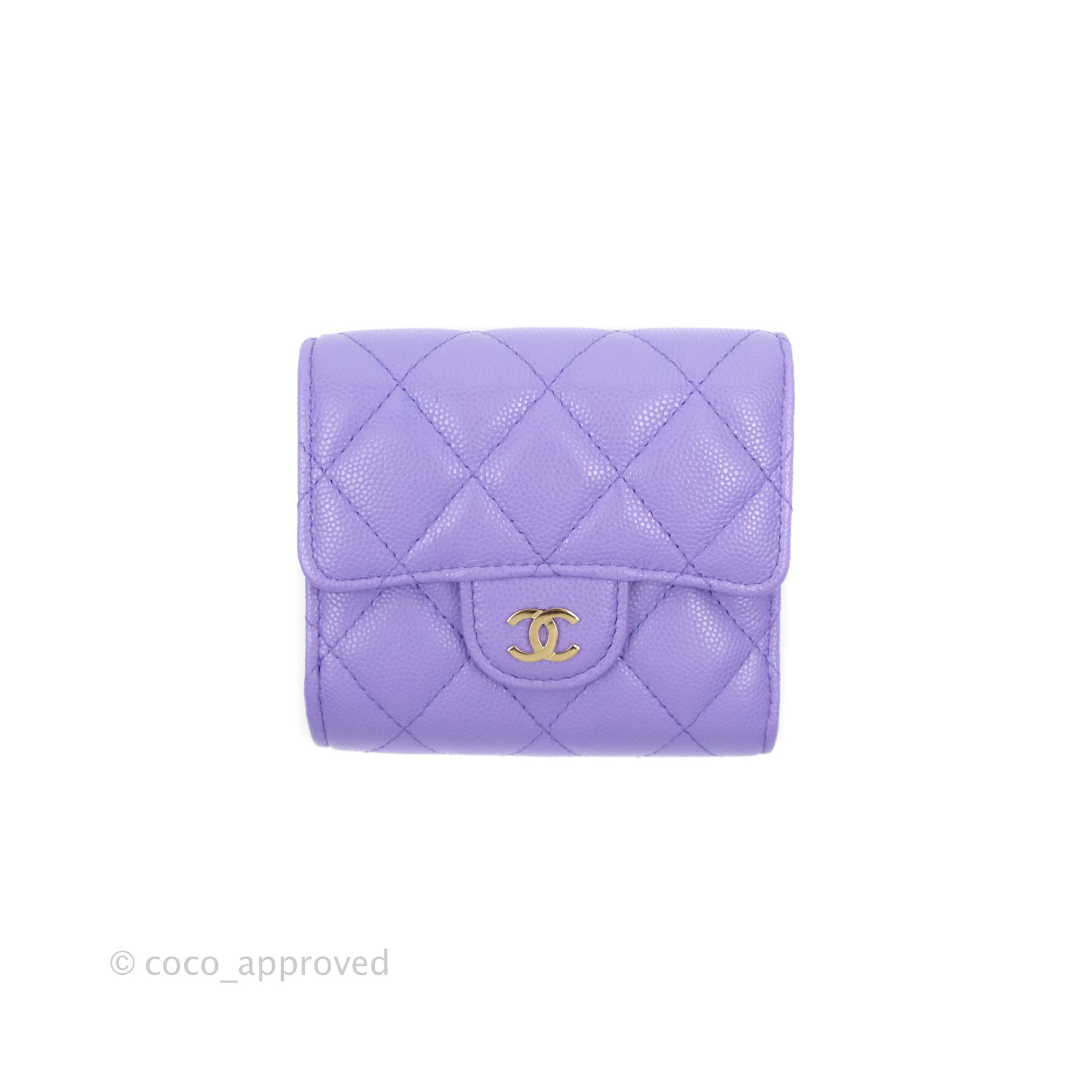 Chanel Classic Flap Wallet in Purple Caviar Leather with Gold Hardware - Luxury Designer Wallet for Women | Perfect for Everyday Use, Special Occasions & Gift Giving