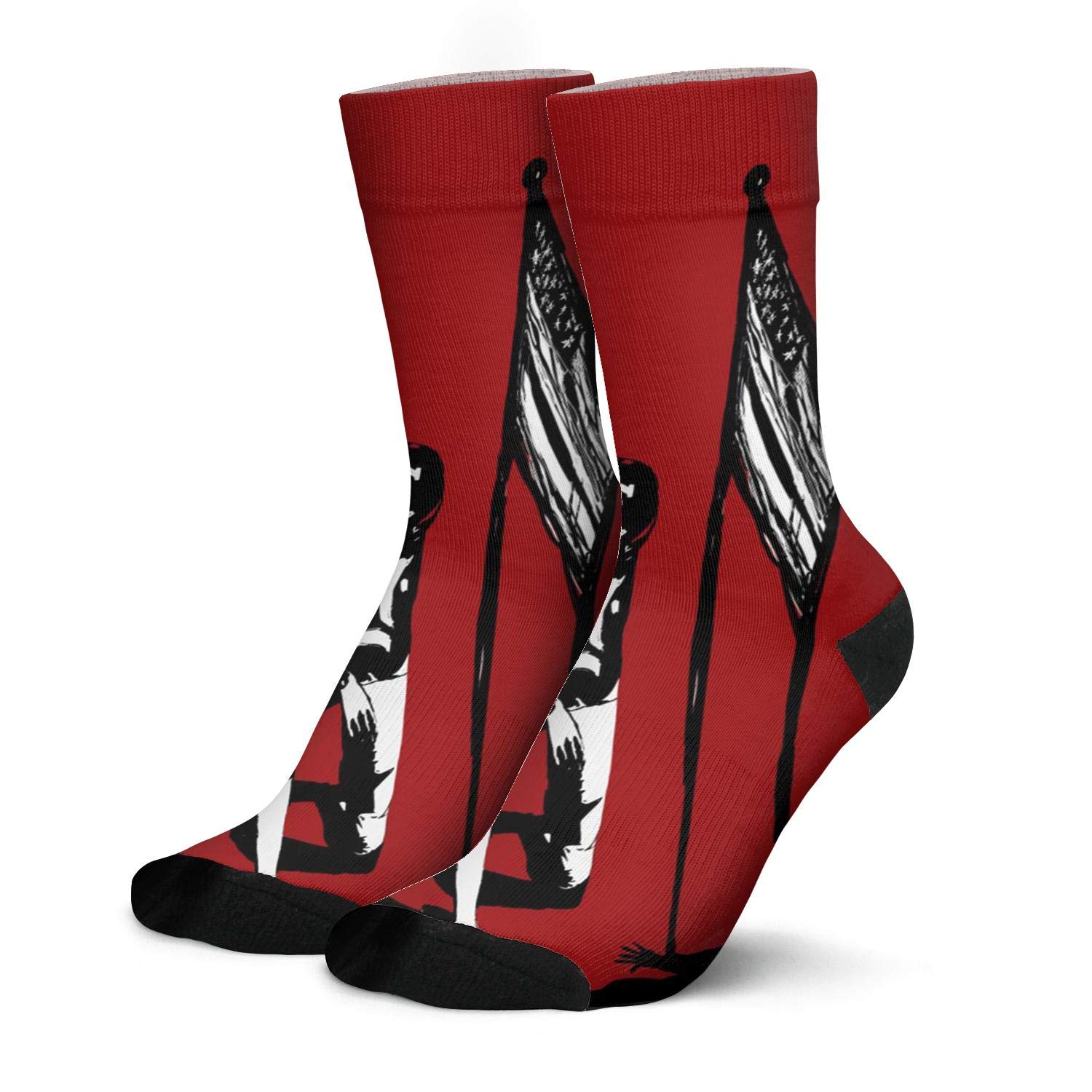 Men's Hiking Socks - Moisture-Wicking Athletic Crew Socks for Outdoor Activities | Red & Black Shadow Design | Perfect for Hiking, Camping & Sports