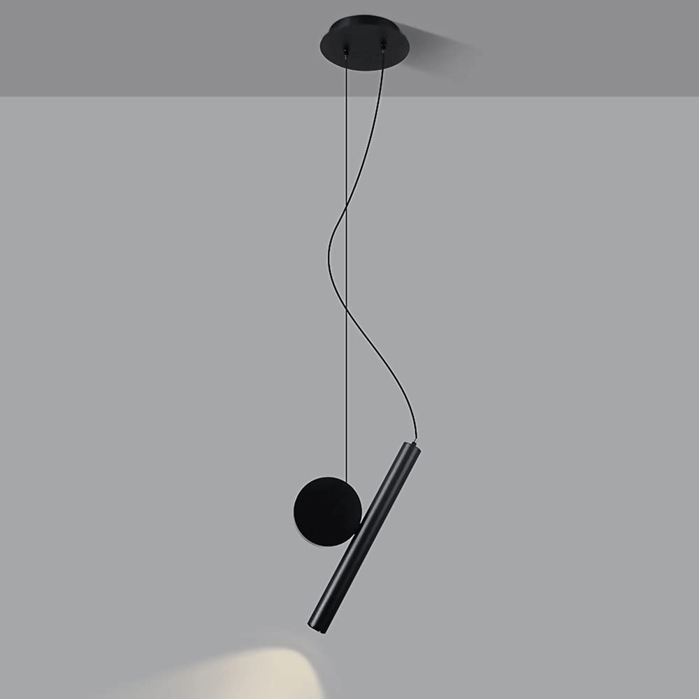 Modern 3W LED 4000K Hanging Lamp - Creative Long Tube Bedside Light with Round Metal Ceiling Pendant Spotlight | Perfect for Living Room Sofa, Bedside Reading & Home Decor Lighting