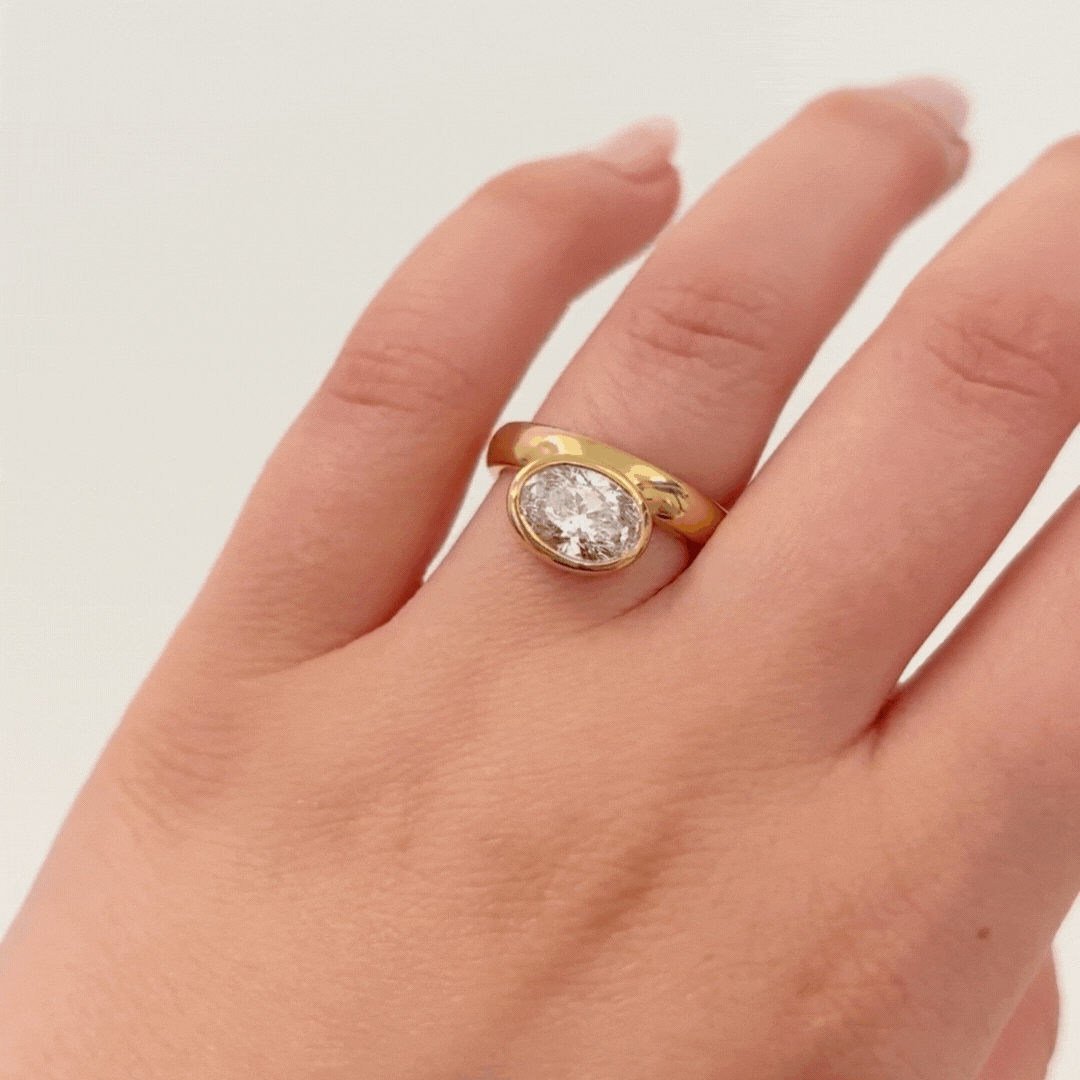 Elegant Oval Wide Side Set Rivet Engagement Ring for Women - Perfect for Proposals, Weddings & Anniversaries