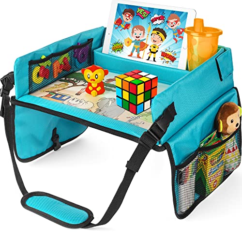 Foldable Kids Travel Tray for Car Seat - Portable Lap Tray for Toddlers with Snack Holder & Activity Space | Perfect for Road Trips, Airplane Travel & Backseat Entertainment | Safe & Durable Car Seat Table for Children