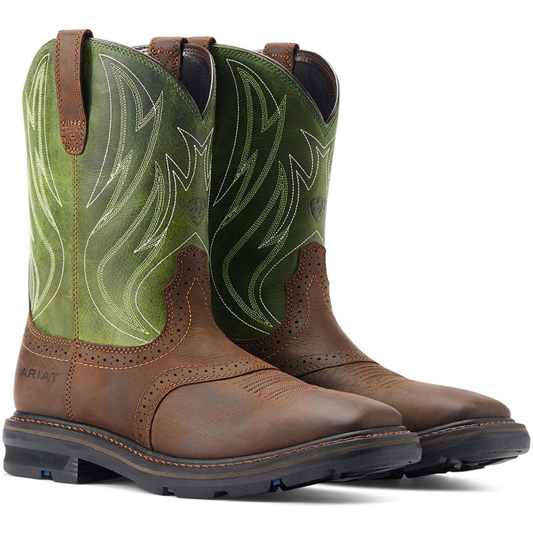 Sierra Shock Shield Soft Toe Work Boots for Men - Dark Brown Safety Shoes for Construction, Hiking & Outdoor Work