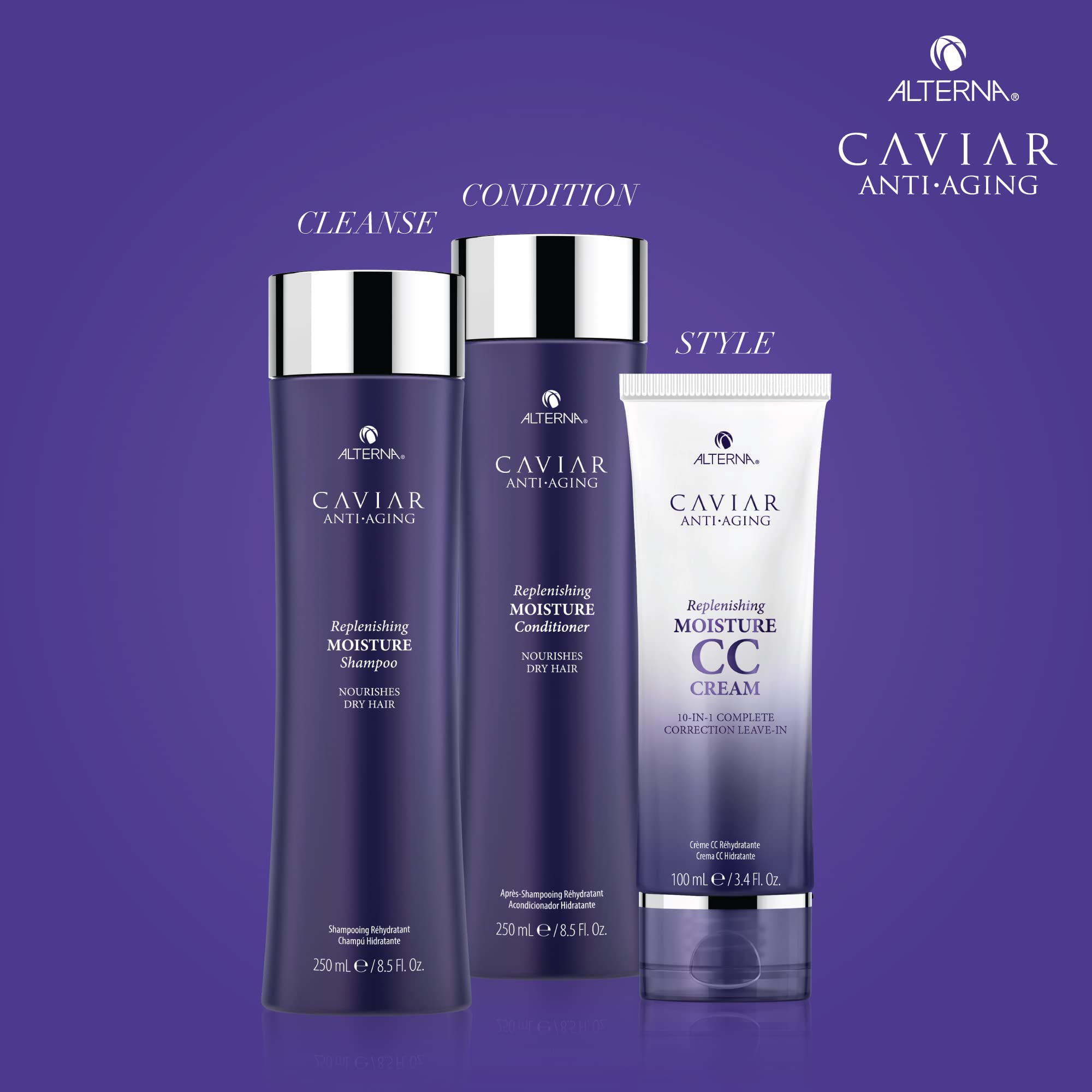 CAVIAR Anti-Aging Replenishing Moisture Conditioner for Dry Brittle Hair - Sulfate Free Hair Treatment to Protect Restore & Hydrate | Perfect for Damaged Hair Repair & Daily Hydration at Home or Salon