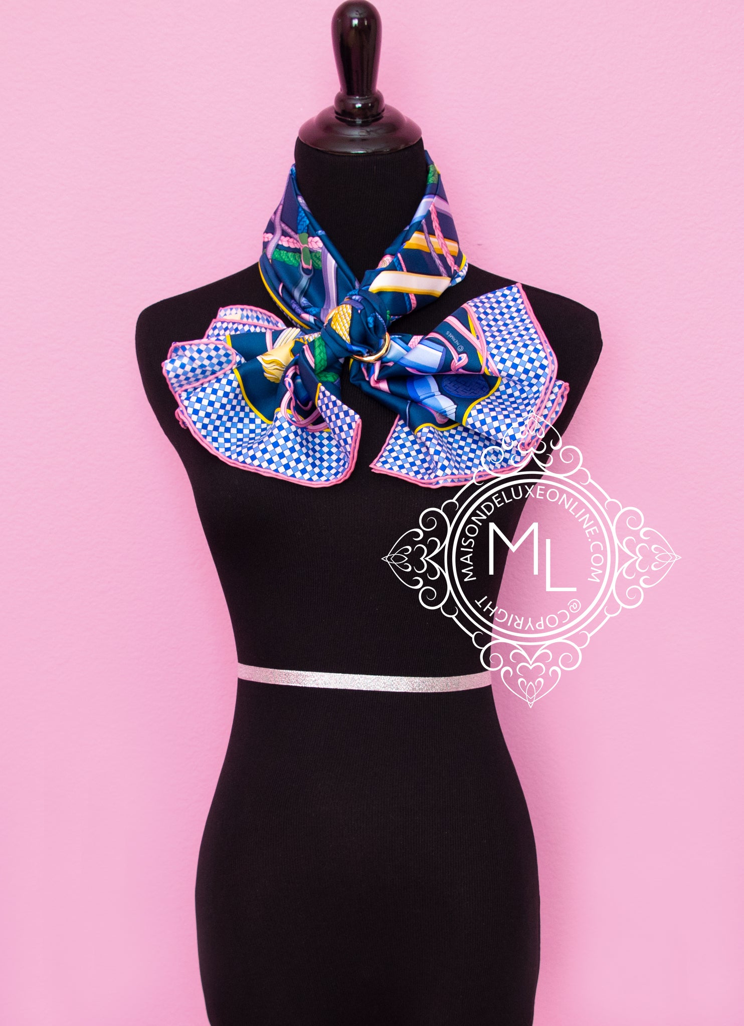Hermes Fouets et Badines Blue Twill Silk Scarf 90cm - Luxury Fashion Accessory for Women, Perfect for Gift Giving & Special Occasions