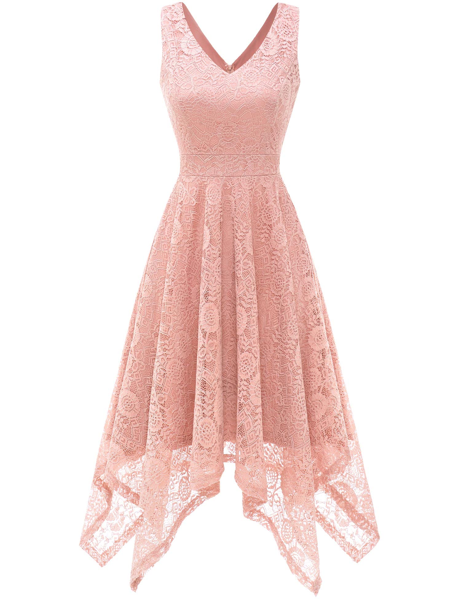 Vintage Floral Lace Cocktail Dress for Women - Elegant Asymmetrical Handkerchief Hem Formal Gown | Perfect for Wedding Guest, Evening Party, Prom & Special Occasions
