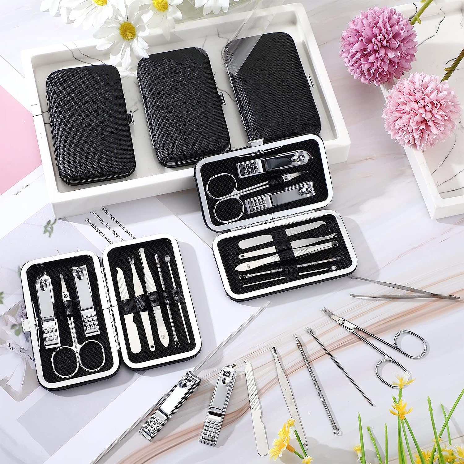 **Professional 7-in-1 Stainless Steel Manicure & Pedicure Kit - Nail Clippers, Scissors, Tweezers, Ear Pick, Eyebrow & Nail File - Perfect Gift for Men & Women - Ideal for Travel, Home & Salon Use**