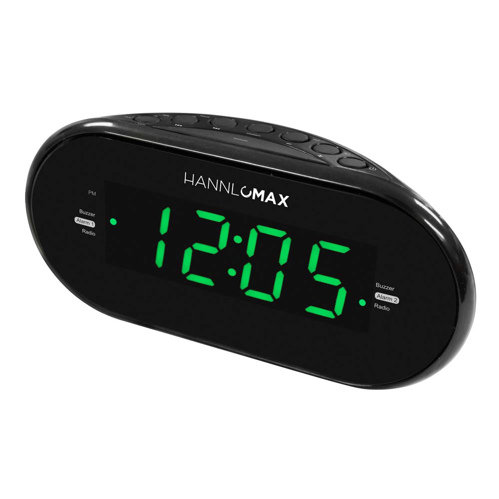 HANNLOMAX HX-123CR Digital Alarm Clock Radio with AM/FM PLL Tuner - 1.2