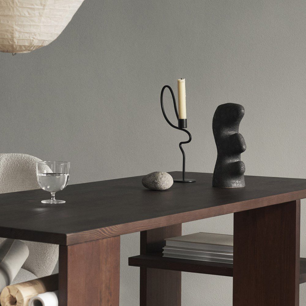 FERM LIVING Valse Black Candle Holder - Modern Scandinavian Home Decor for Dining Table, Wedding Centerpiece & Cozy Living Room Ambiance