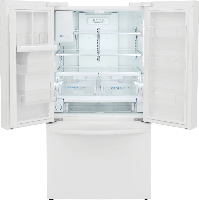 Frigidaire FRFS2823AW 27.8 Cu. Ft. French Door Refrigerator in White - Energy Efficient Stainless Steel Fridge with Spacious Interior for Modern Kitchen & Family Use
