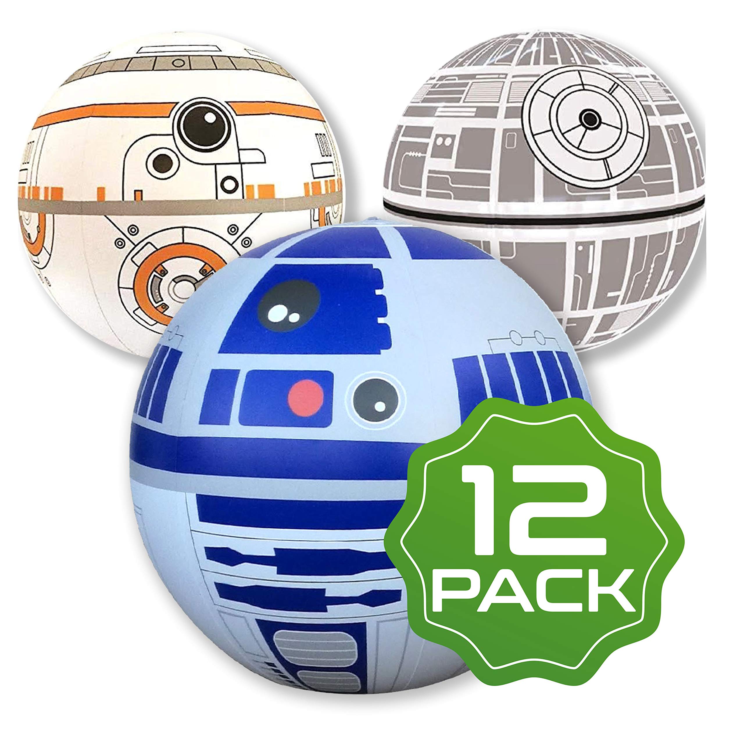 12 Pack Large Inflatable Play Balls - 14 Inch Colorful Bouncing Balls for Kids, Perfect Birthday Party Favors & Outdoor Games, Indoor Playroom Decor, Beach Pool Toys for Summer Fun
