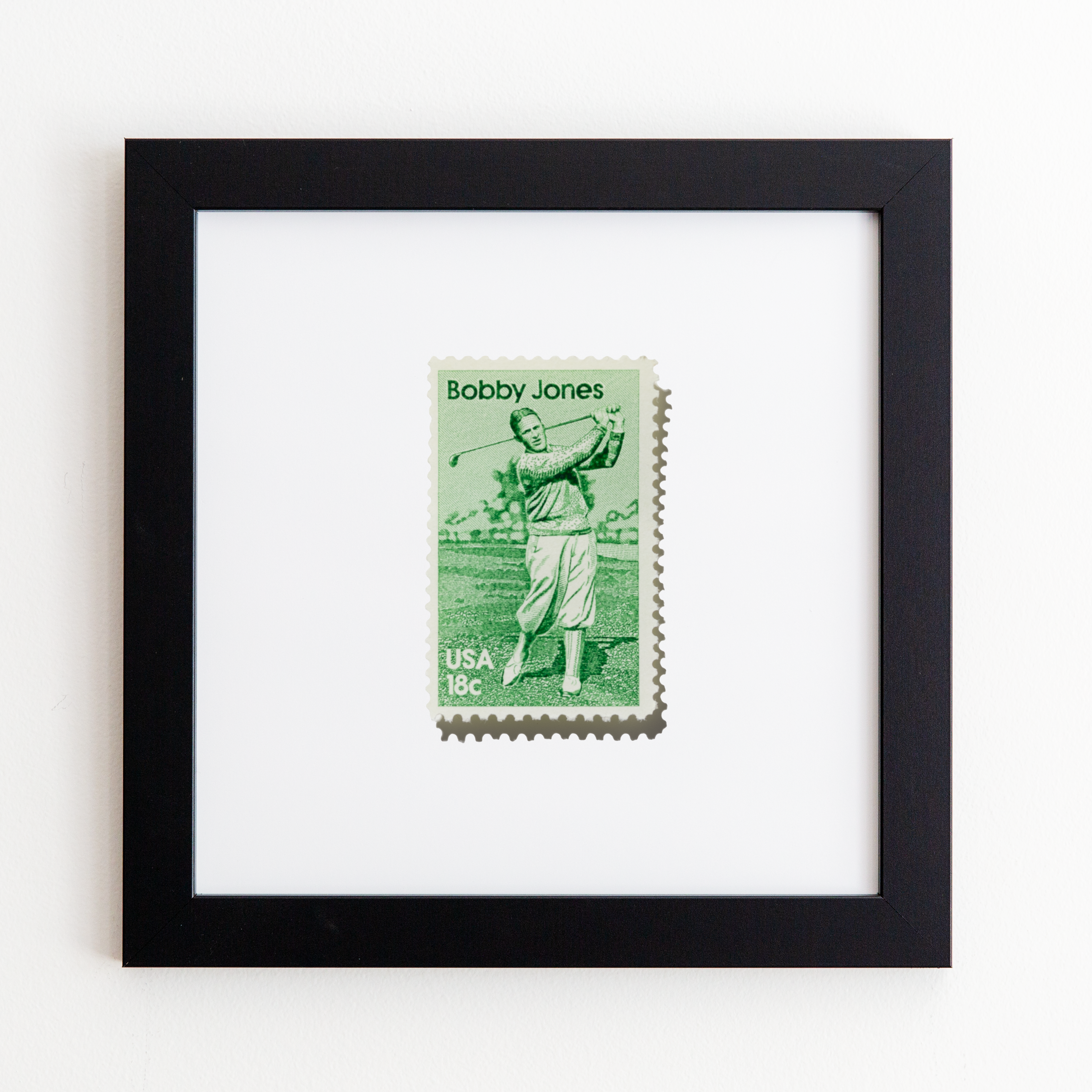 Bobby Jones Golf Stamp (Green) - Collectible Golf Memorabilia for Enthusiasts & Decor for Sports Fans