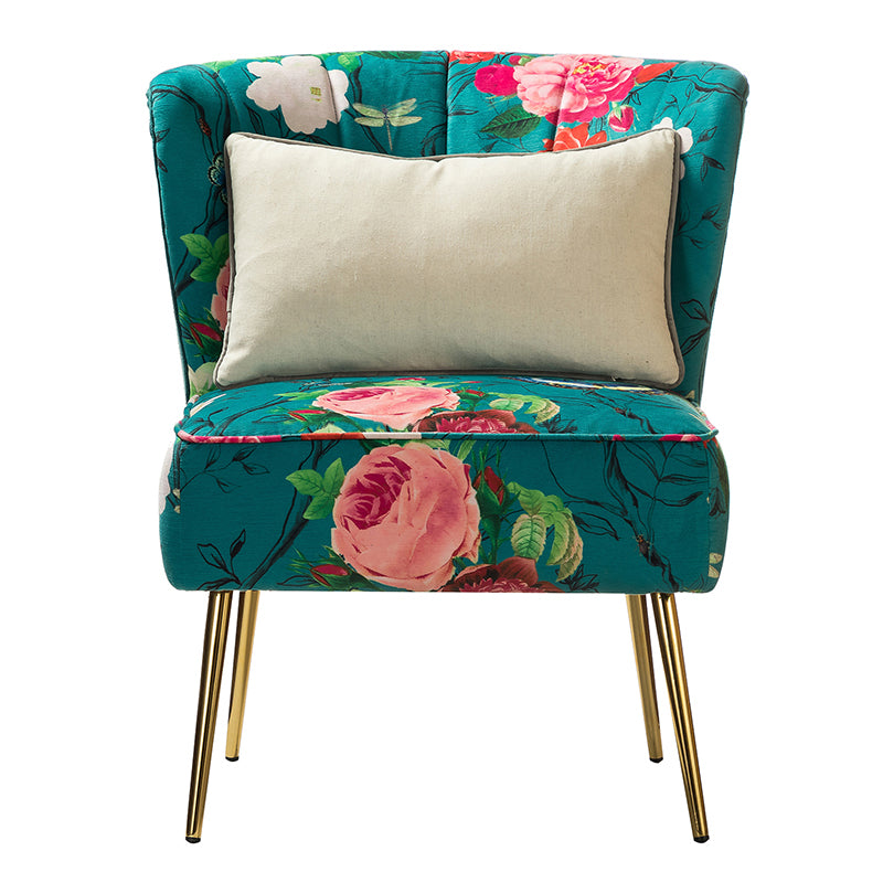 Luxury Coraline Velvet Barrel Chair with Tufted Back & Sturdy Metal Legs - Elegant Accent Chair for Living Room, Bedroom or Office Decor