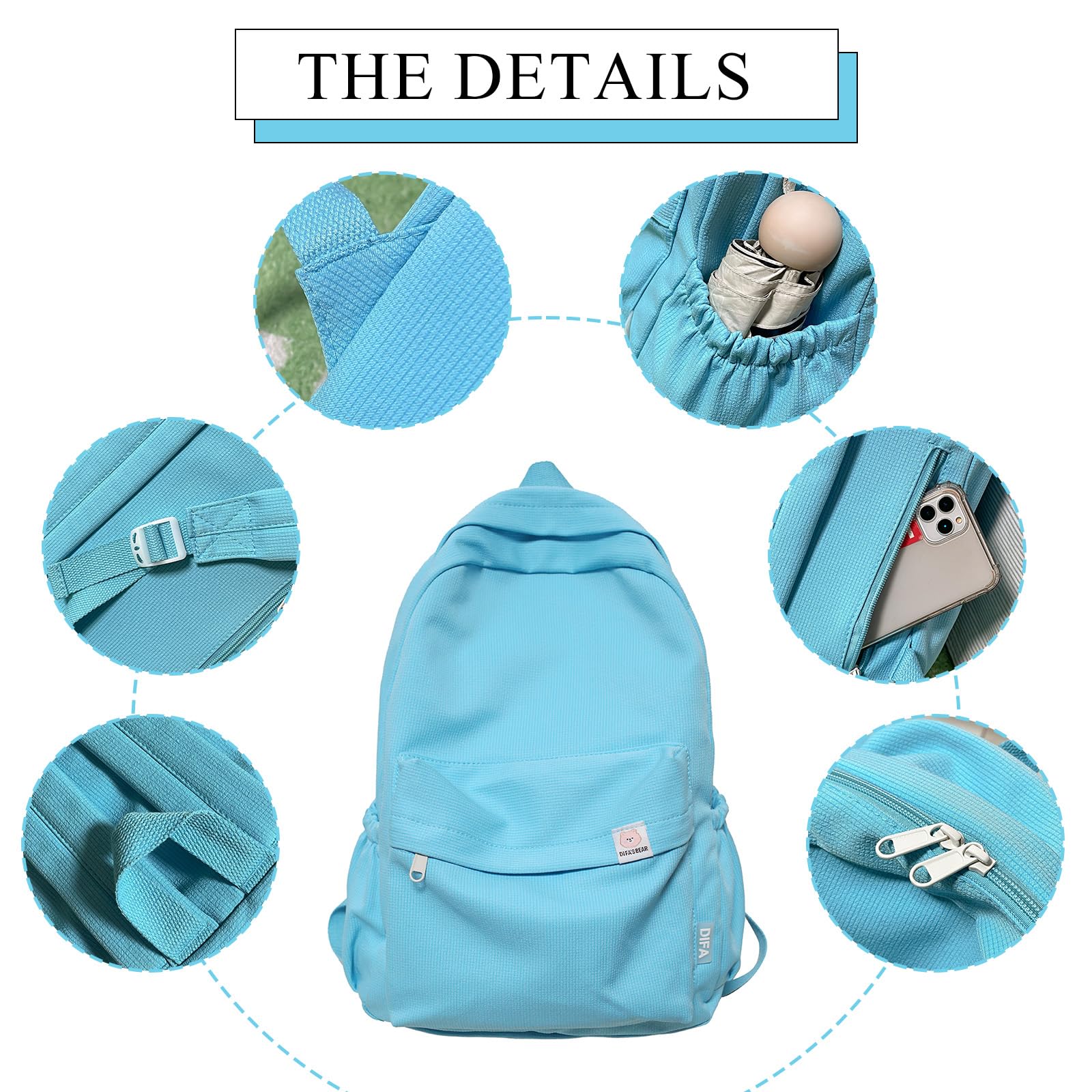 Cute Aesthetic Backpack for Women - Simple Solid Color Y2K Kawaii Laptop Backpack for Travel, School & Work (Green) | Lightweight & Durable Everyday Carry Bag