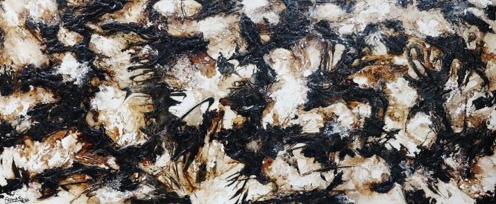 240cm x 100cm Brown Abstract Honey and Licorice Painting - Large Modern Wall Art for Living Room, Bedroom & Office Decor