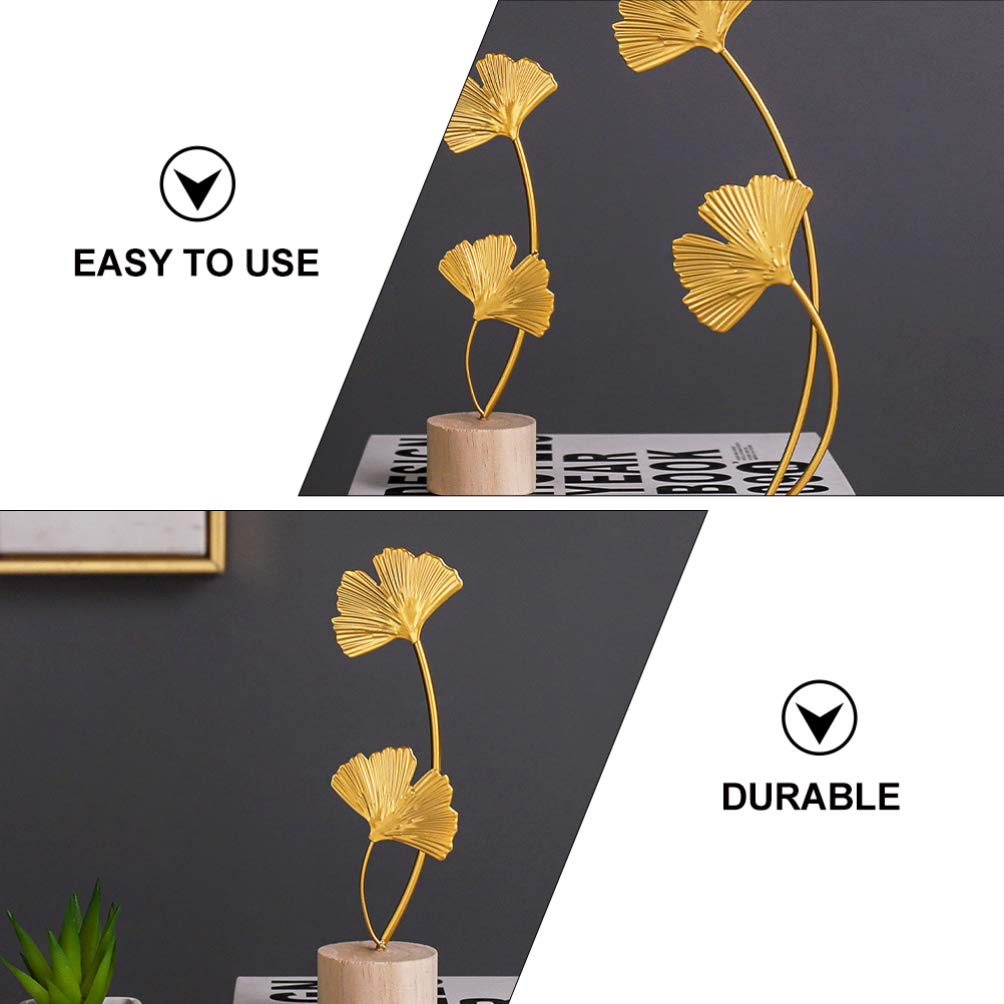 TOYANDONA Large Metal Ginkgo Leaf Sculpture - Handcrafted Abstract Art Figurine for Home & Office Decor, Desktop Ornament, Gift Idea - Perfect for Living Room, Bookshelf, or Wedding Centerpiece