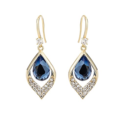 JKRED95 Blue Diamond Drop Geometric Earrings for Women - Synthetic Elegant Dangle Earrings for Party, Wedding & Everyday Wear (One Size)