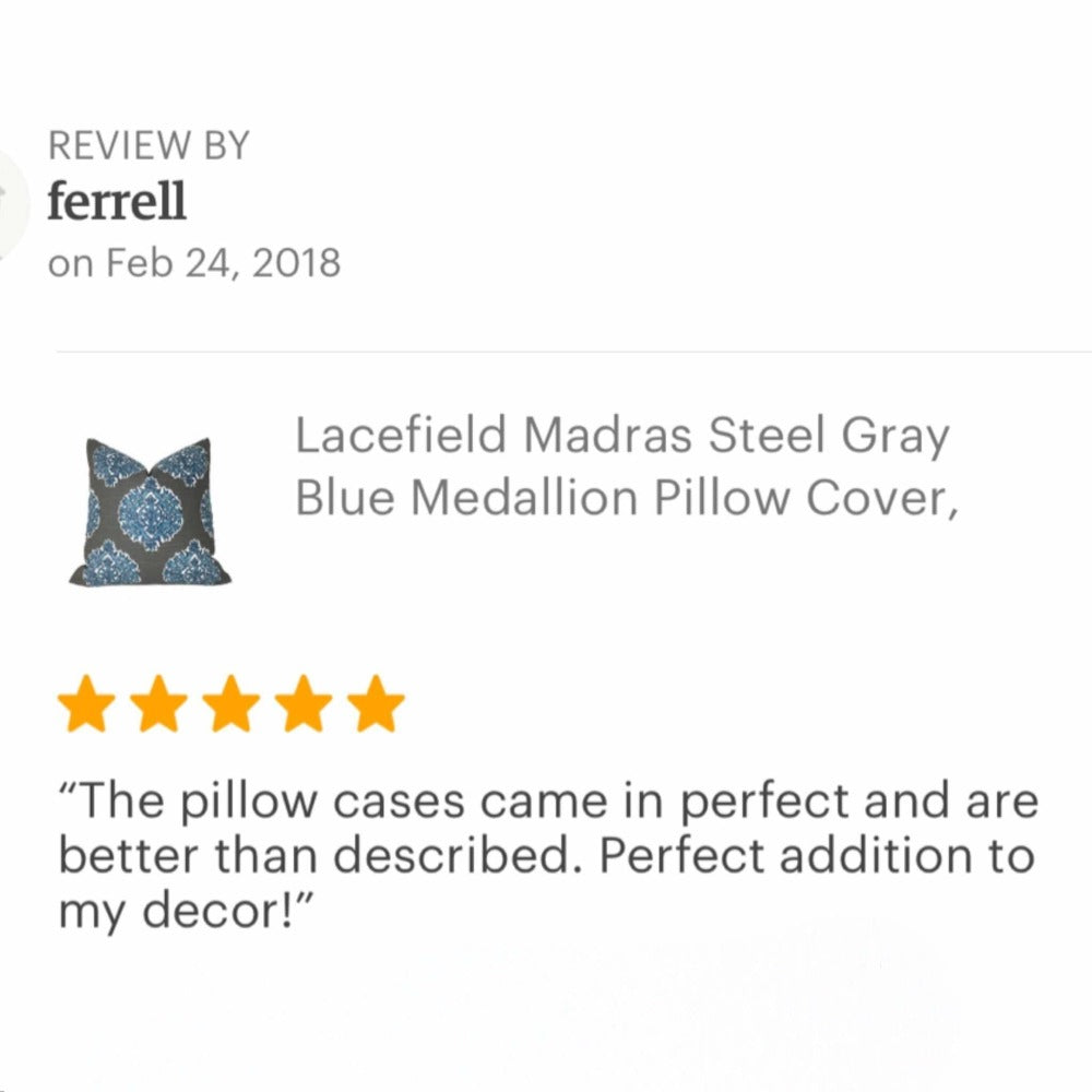 Madras Blue Gray Ethnic Motif Pillow Cover - Handmade Lacefield Designs Fabric - Perfect for Boho Home Decor, Living Room Throw Pillows & Bedroom Accents