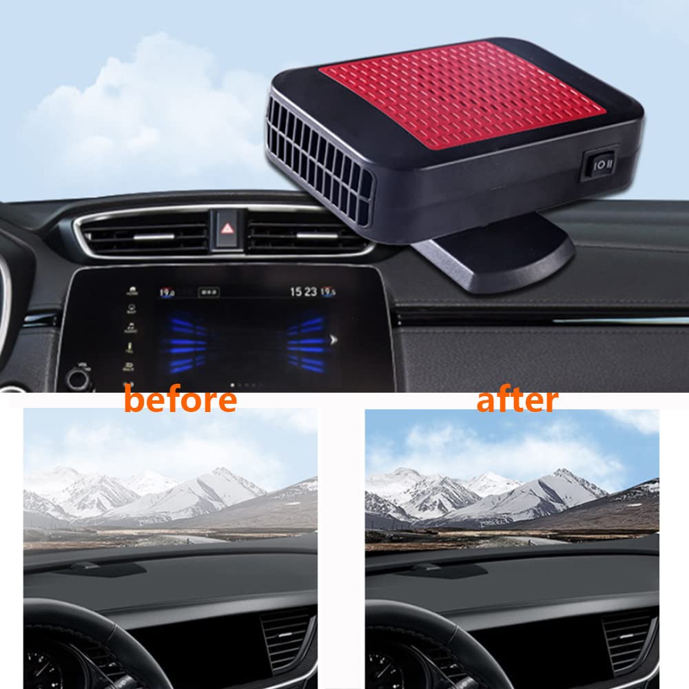 12V 150W Portable Car Heater & Cooling Fan - 2-in-1 Electric Heater for Winter & Summer - 360° Rotatable for Windshield Defrosting & Defogging - Perfect for Road Trips & Emergency Car Use