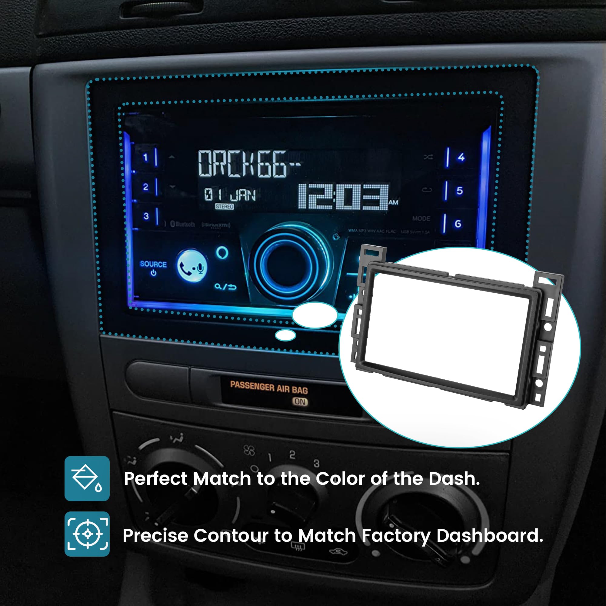 Double DIN Radio Dash Kit for Chevrolet 2004-2012 & Pontiac/Saturn 2006-2009 - Aftermarket Stereo Installation Mounting Bracket & Trim Bezel - Perfect for Car Audio Upgrades and Custom Installations