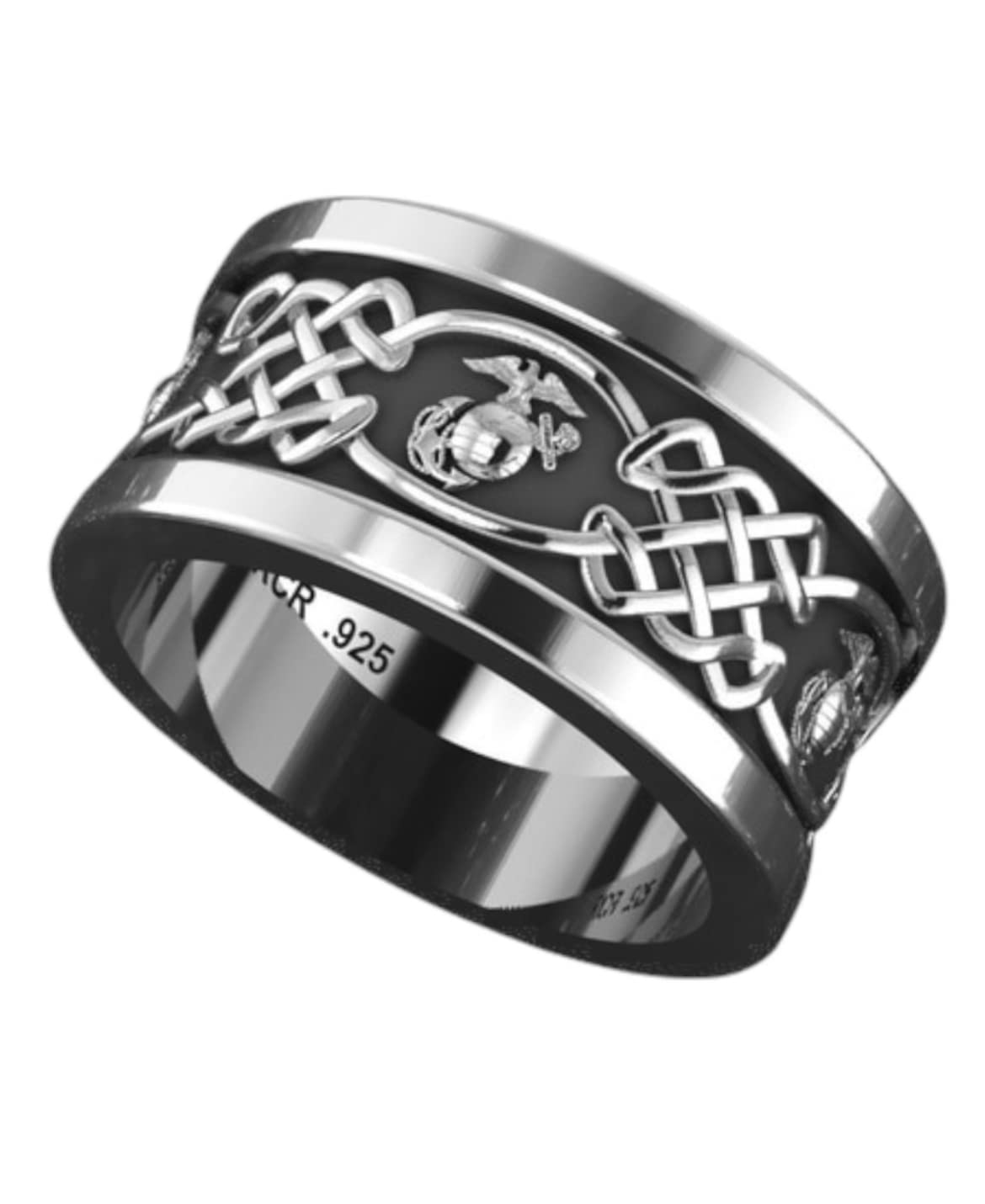 USMC EGA Celtic Weave Ring for Men - Stainless Steel Military Symbol Ring - Perfect Gift for Marines, Veterans & Military Enthusiasts - Ideal for Everyday Wear, Special Occasions & Patriotic Events