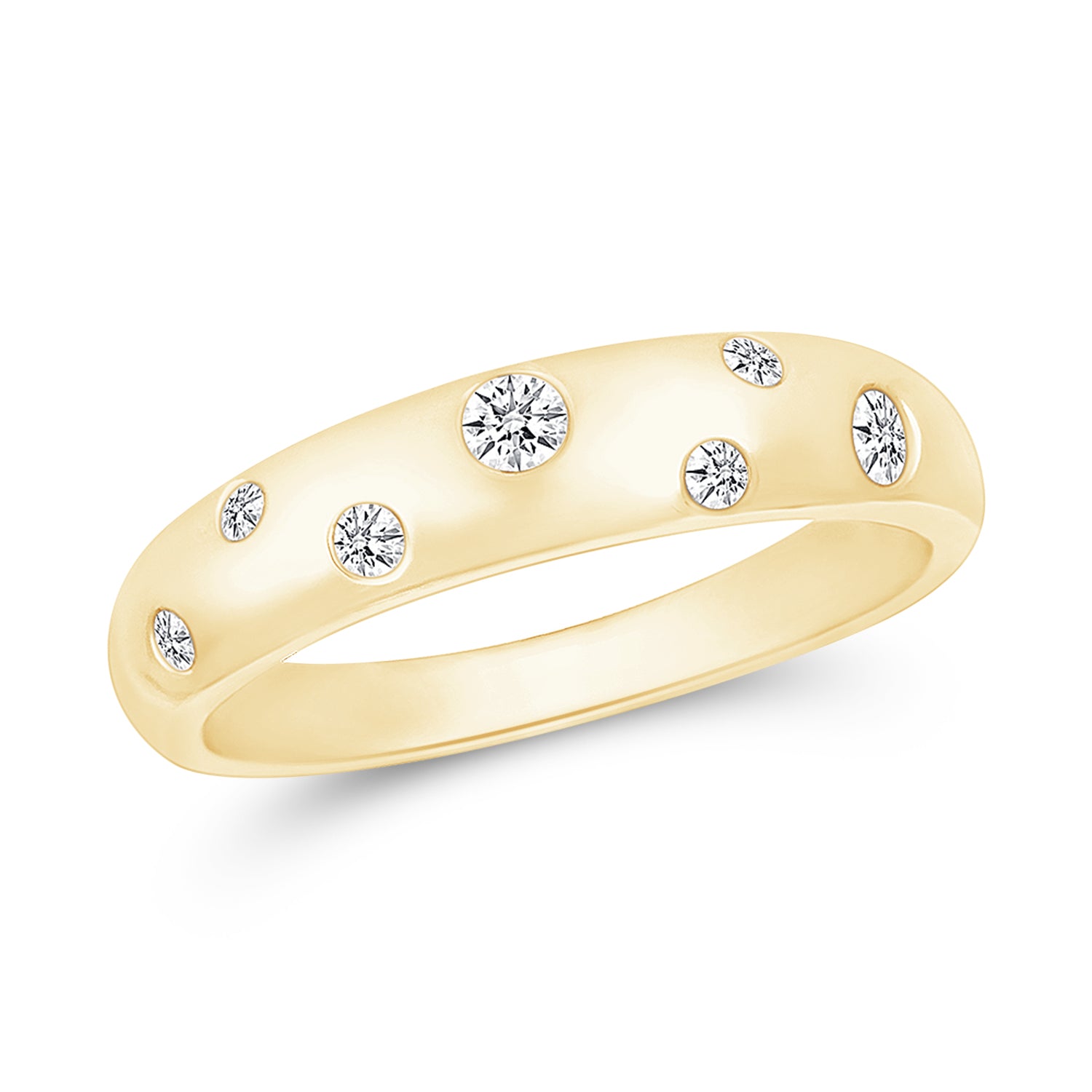 10k Yellow Gold Domed Diamond Constellation Ring - Elegant Stackable Ring for Women, Perfect for Everyday Wear, Anniversary Gifts & Special Occasions