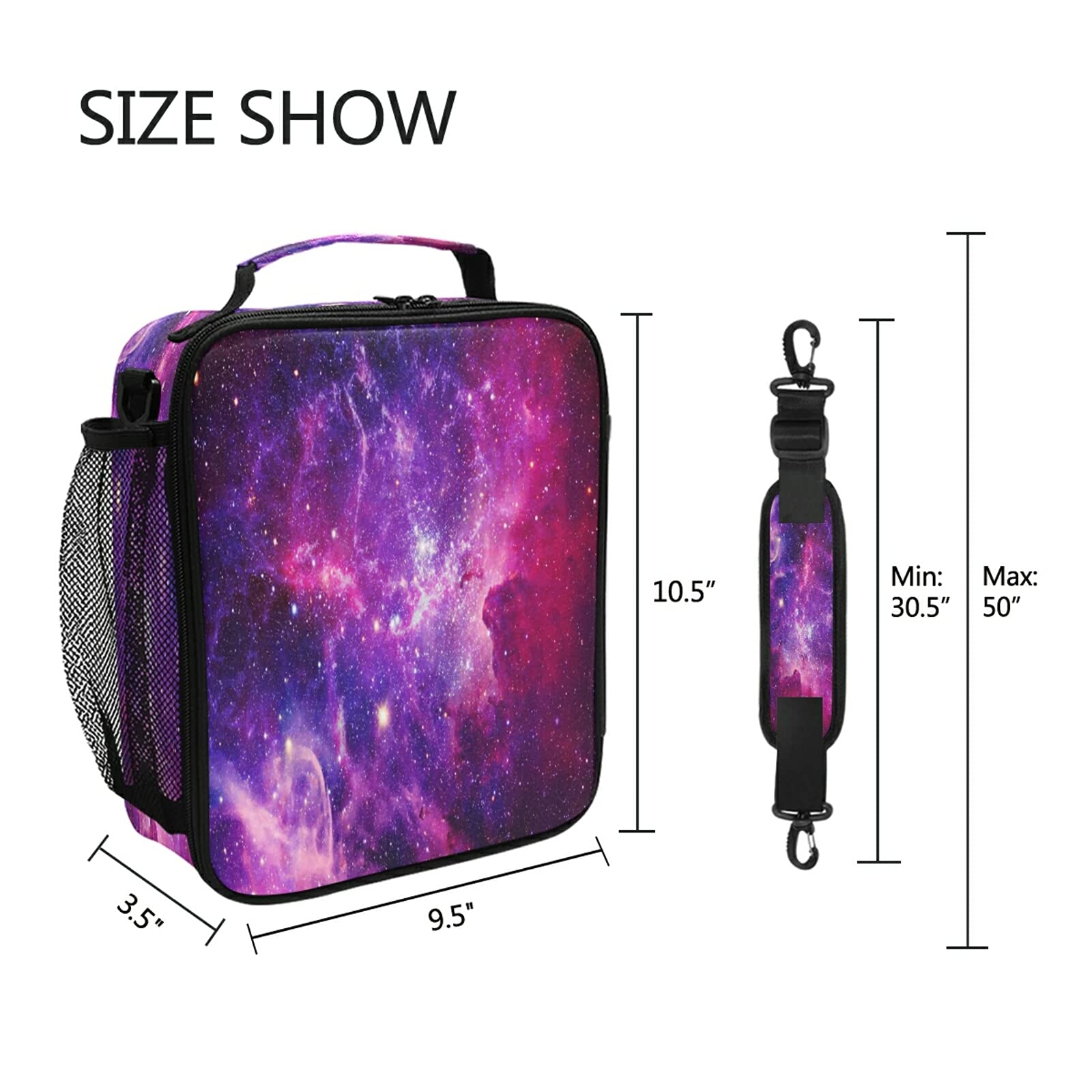 Galaxy Nebula Insulated Lunch Bag for Women & Teens - Cooler Tote with Freezable Shoulder Strap, Waterproof Picnic Meal Bag for School, Office, Work - Perfect for Lunch Breaks, Outdoor Adventures & Daily Commute