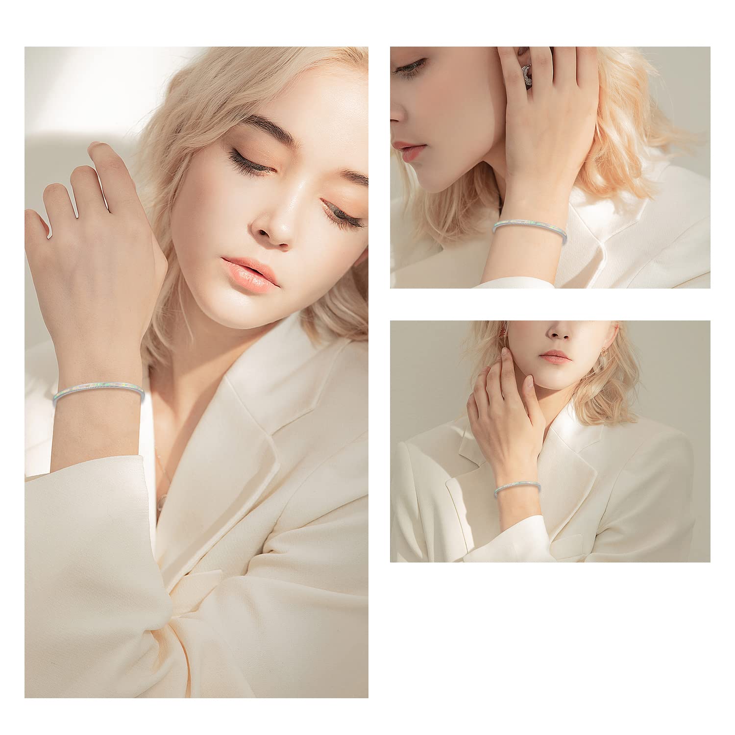 CiNily Women's Gold Plated Opal Cuff Bracelet - Hypoallergenic Gemstone Open Bangle for Ladies | Perfect for Parties, Weddings & Everyday Elegance