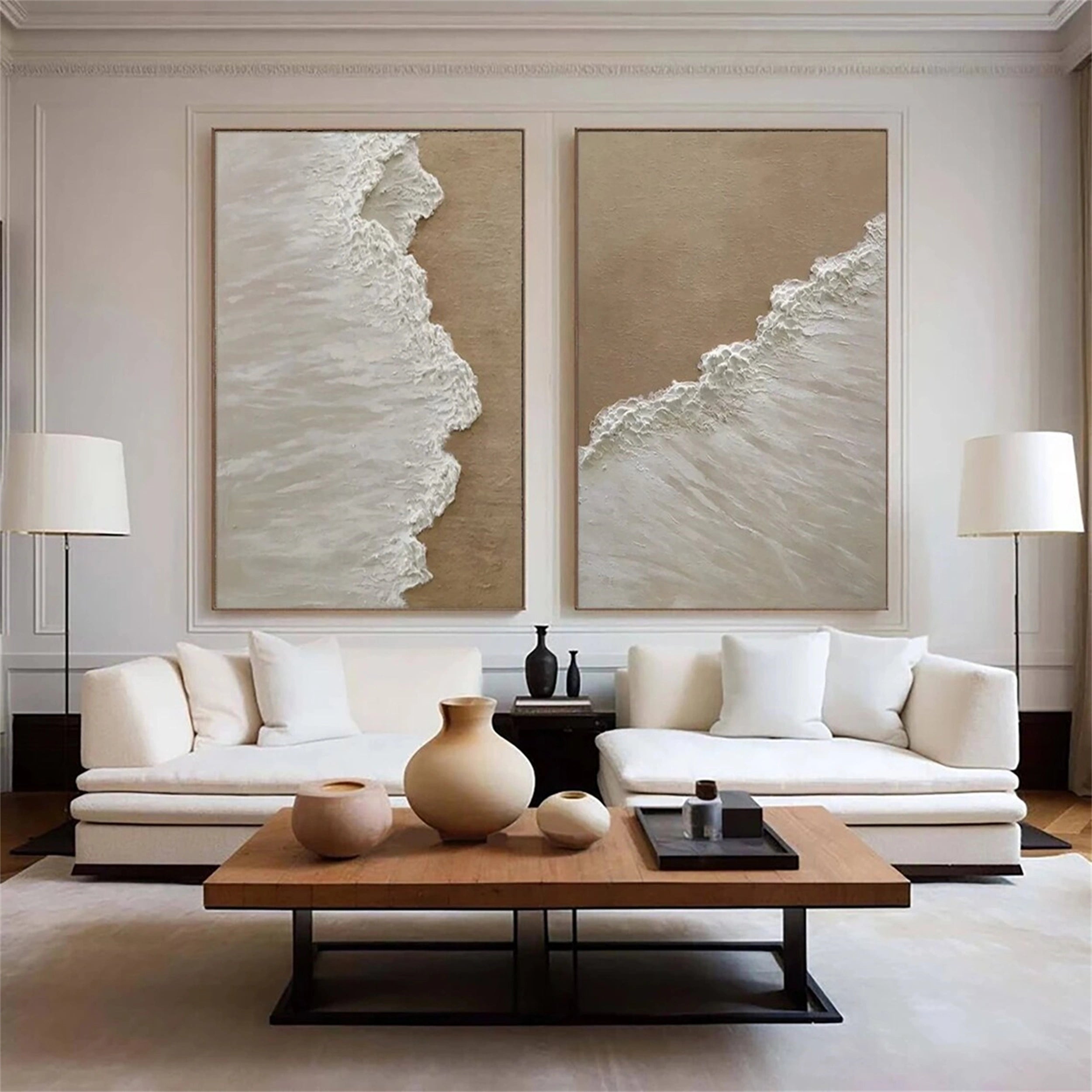 Ocean and Sky Painting Set of 2 - Beautiful Wall Art for Living Room & Bedroom Decor - #OS109 | Coastal Landscape Artwork for Home & Office