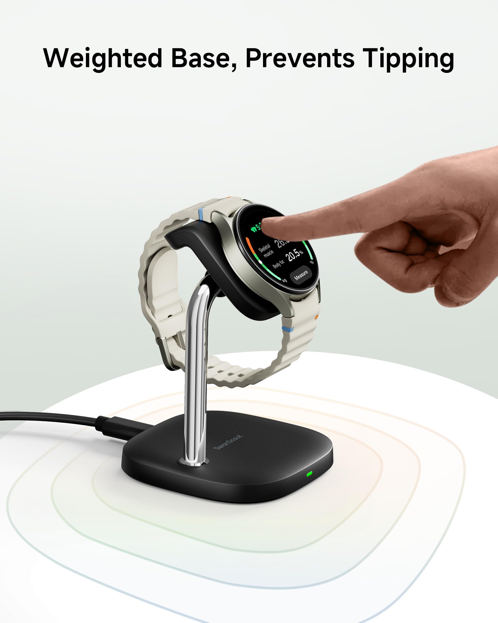 Portable Watch Charger Stand for Samsung Galaxy Watch 5/4/3 - Fast Magnetic Charging Dock for Samsung Watch Active 2/1 & SwanScout - Perfect for Travel, Office & Nightstand Charging