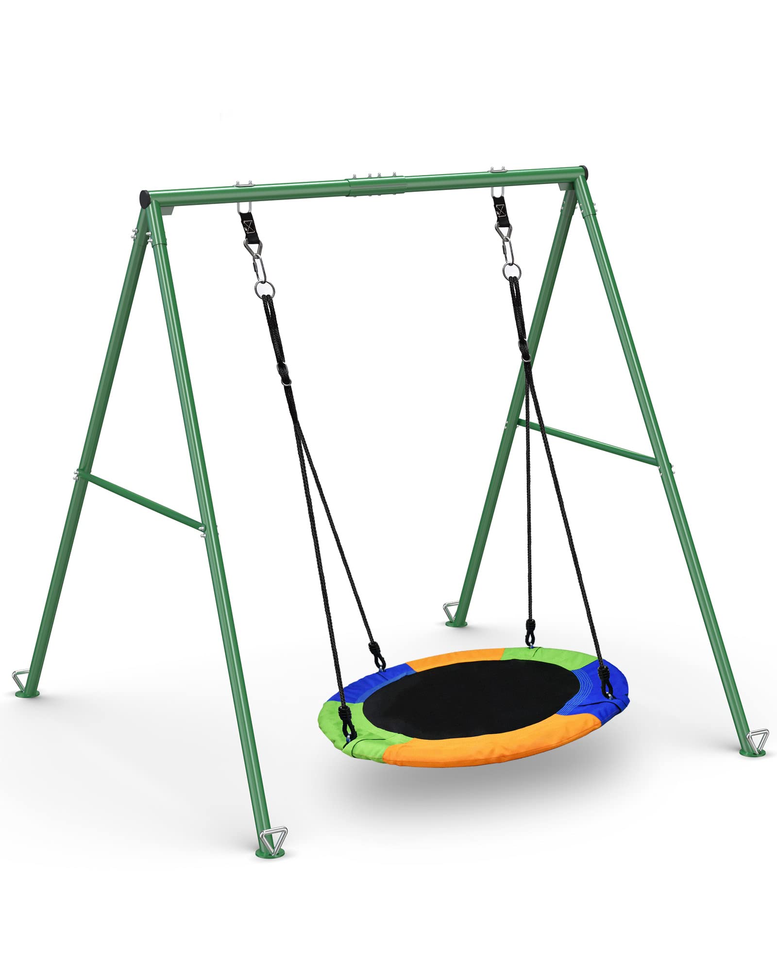 PACEARTH 440lbs Capacity Flying Saucer Swing Set with Heavy Duty A-Frame Metal Stand - Full Steel Construction for Kids Outdoor Play - Perfect for Backyard, Playground, Park & Garden Fun